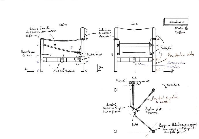 DEssin technique de la conception du fauteuil Galathée