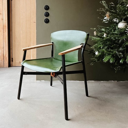 Fauteuil Galathée nomade en cuir vert
