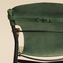 fauteuil Galathée cuir vert accoudoirs noyer