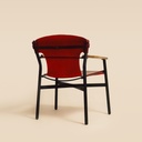 Fauteuil galathée cuir Rouge accoudoirs noyer